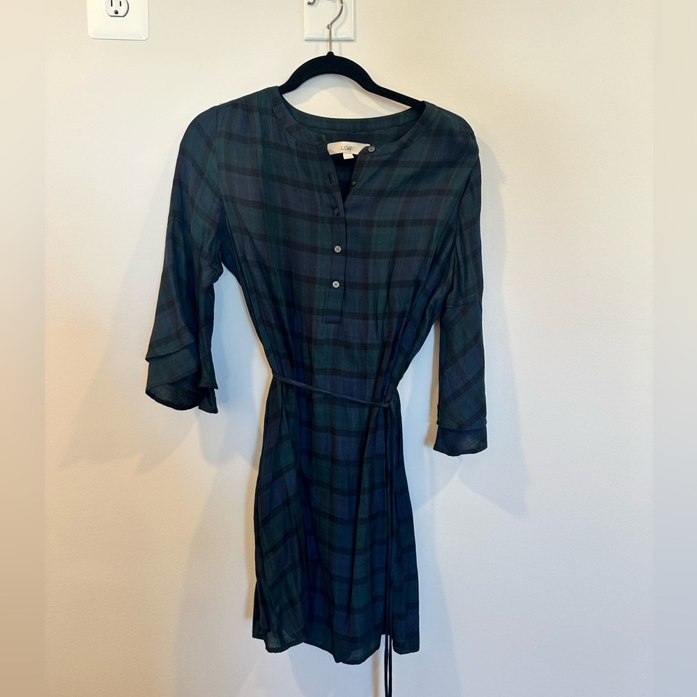 LOFT Tartan Blue/Green Dress